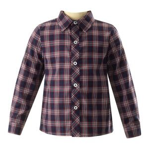 Rachel Riley Navy Check Long Sleeve Button‎ Down Shirt Boys 10Y